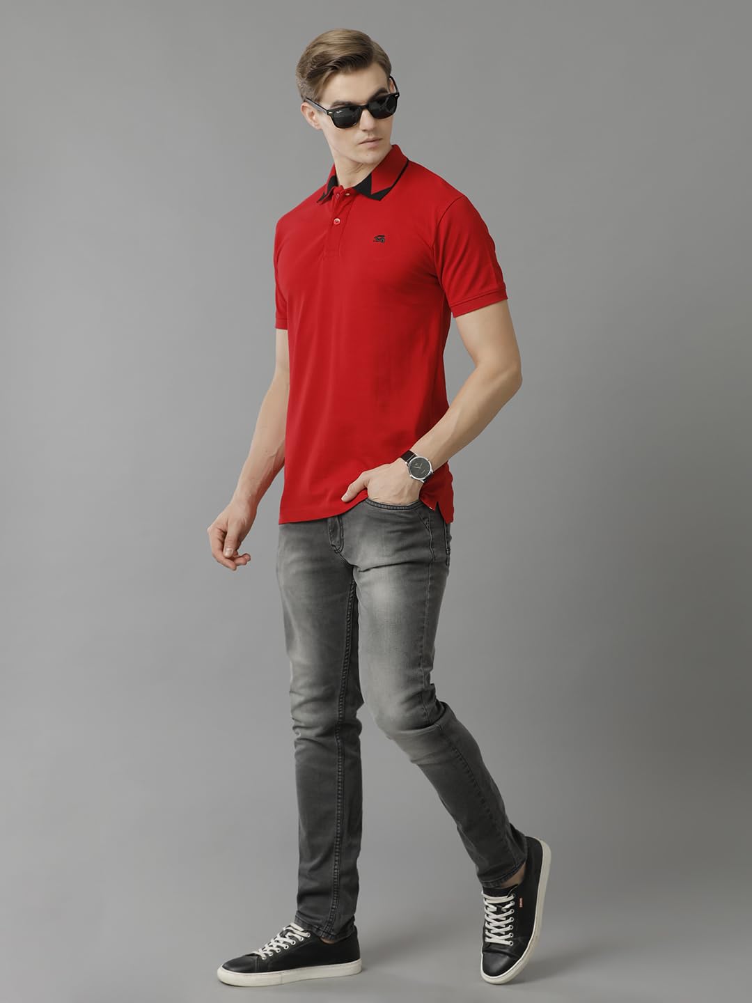 ADRO Premium Cotton Polo for Men (PN23-H-PLN-RD_Red)