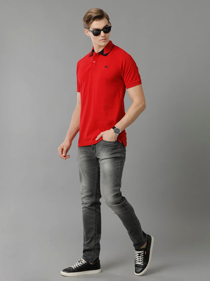 ADRO Premium Cotton Polo for Men (PN23-H-PLN-RD_Red)