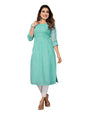 rangita Sea Green Chanderi Calf Length Solid A-line Kurti | Kurta for Women