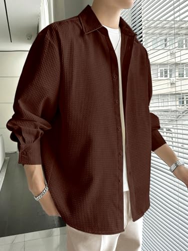 Greciilooks MenS Formal Button Down Shirt  Slim Fit Office Wear ShirtS For Men | Textured Long Sleeve Cotton Blend | Business