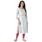 W For Woman Light Blue Geometric Printed Cotton Rayon Blend Straight Long Kurta