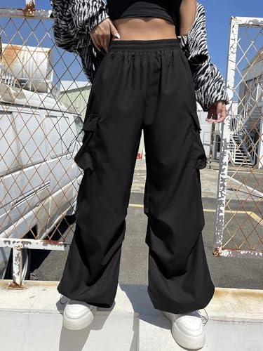 Greciilooks Cotton Solid Side Pockets Parachute Cargo Pant For Women