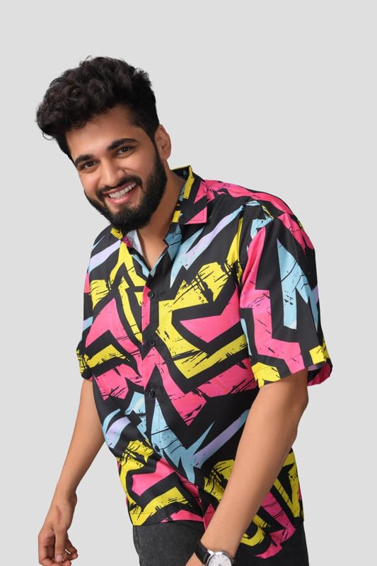 Brown Culture MenS Cotton Blend Abstract Print Shirt With Spread Collared Full Sleeves Standard Length And Button Down Closure