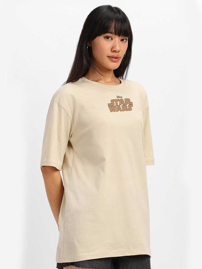 Juneberry Pure Cotton Oversized Loose Fit Drop Shoulder Official Star Wars Merchandise Cool & Latest Graphic Printed Round Neck