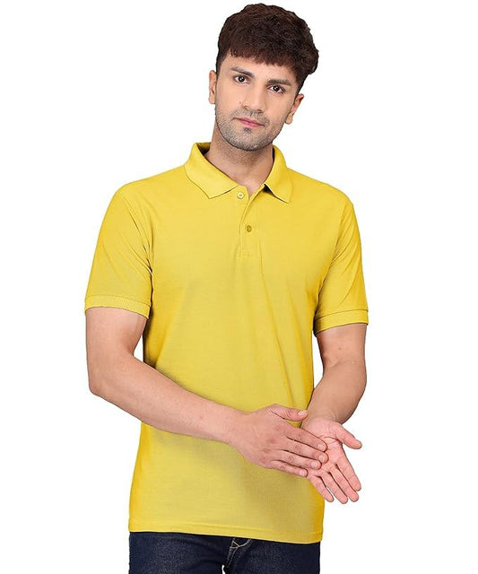 Baghadbillo MenS Regular Fit Solid Polo Half Sleeve T-Shirt Yellow