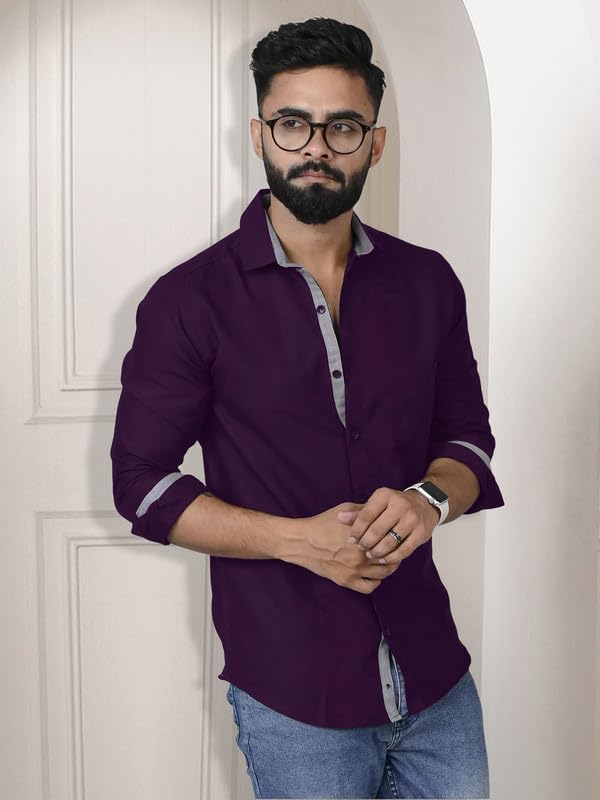 Tee Projekt Mens Long Sleeve Button Down Shirt for Men Collared Casual Formal Soild Shirt