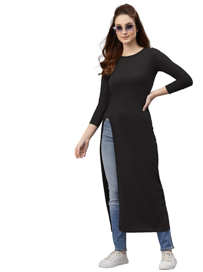 Rigo Black Maxi Longline Top For Women