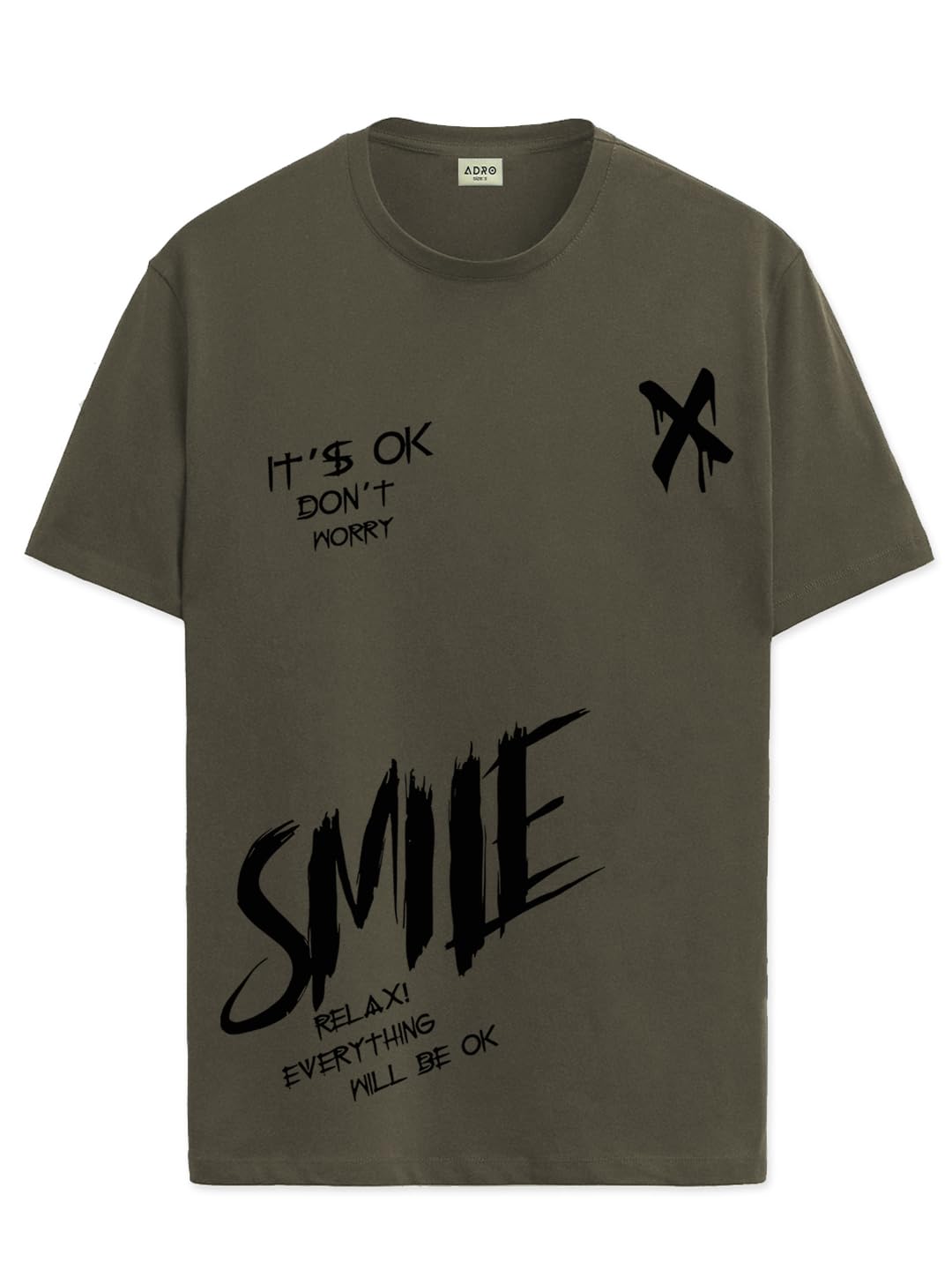ADRO Mens Smile Printed Cotton T-Shirt_RN24-L2-SMILE-OL