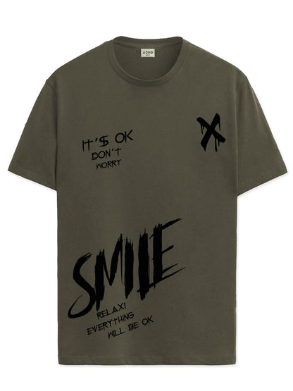 ADRO Mens Smile Printed Cotton T-Shirt_RN24-L2-SMILE-OL