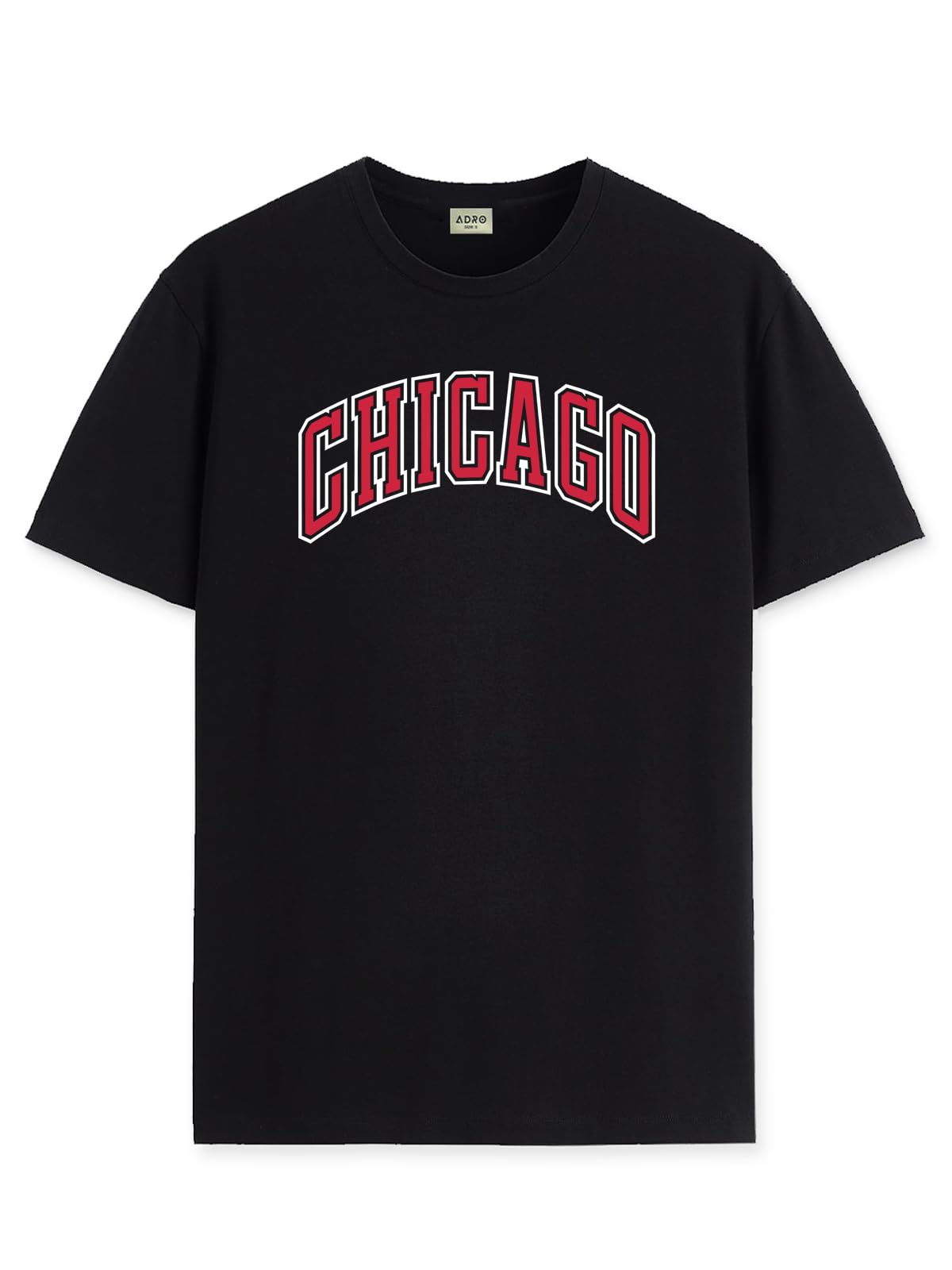 ADRO Mens T Shirt Urban Style Tshirt Printed with Chicago Design Cotton & Eye Catching Print Stylish T-Shirt for Men Black Tshir