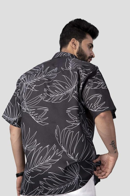 Brown Culture MenS Cotton Blend Abstract Print Shirt With Spread Collared Half Sleeves Standard Length And Button Down Closure