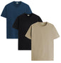 ADRO Mens Solid Regular Fit T-Shirt (RCM3-PLN-BL-BE-SB_Black,Beige,Teal