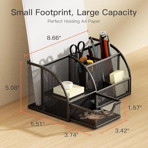 YAJNAS Bileder Metal Stationery Items Organizer for Office and Home Table Top Pen Pencil Holder | Desk Organiser Or Study, Makeu