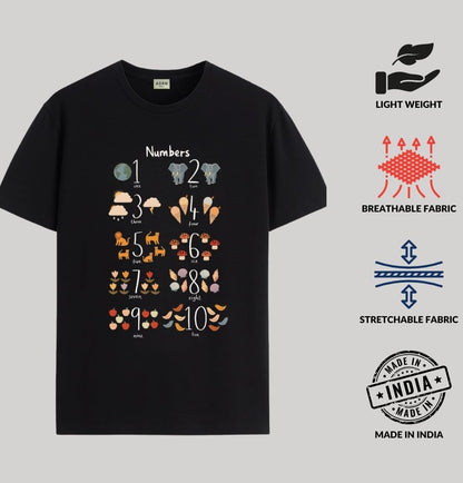 ADRO T Shirts for Boys & Girls || Learning Numbers Printed T-Shirt || Ages 3-14 || 100% Cotton Round Neck Tshirt for Boys & Girl