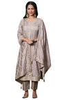 Wedani Vichitra Silk Kurta Set for Women Grey
