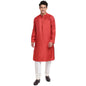 Fabindia Men Silk Chinese Collar Long Kurta Viscose_M Red