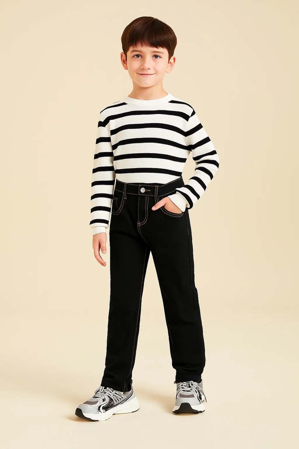 Kotty Boys Straight Fit Cotton Lycra Blend Solid Jeans