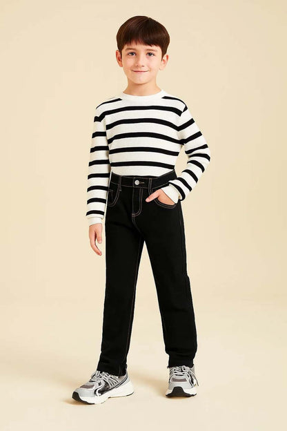 Kotty Boys Straight Fit Cotton Lycra Blend Solid Jeans