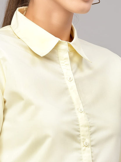 Style Quotient Women Solid Yellow Polycotton Regular Formal Shirt
