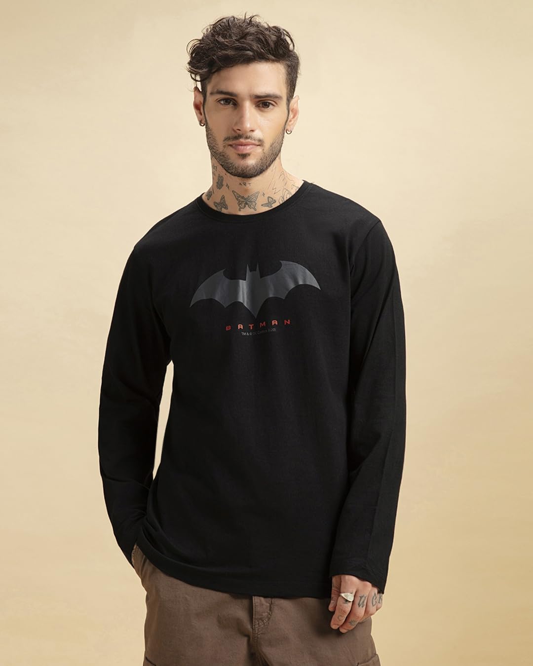 Bewakoof Official DC Merchandise Batman Mens Graphic Printed Regular Fit Half Sleeve Round Neck Cotton T-Shirt