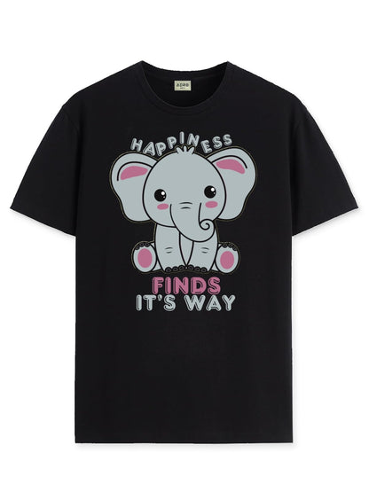 ADRO T Shirts for Boys & Girls | Elephant Printed T-Shirt | Ages 3-14 | 100% Cotton Round Neck Tshirt for Boys |KRN-L2-FINDS-BL-