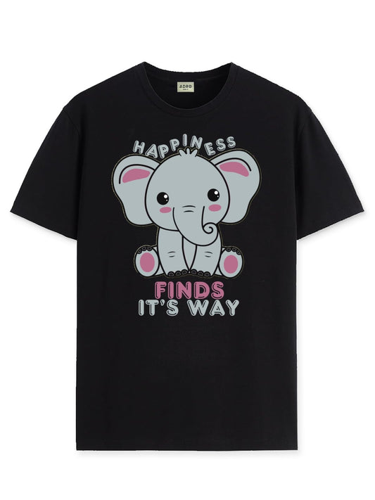 ADRO T Shirts for Boys & Girls | Elephant Printed T-Shirt | Ages 3-14 | 100% Cotton Round Neck Tshirt for Boys |KRN-L2-FINDS-BL-