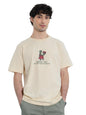 The Souled Store Graphic T-Shirt: Place in Heaven Men and Boys Short Sleeves Round Neck Light Beige Graphic Printed Cotton Relax