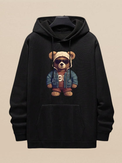 Indoprimo MenS Cotton Sweatshirts Hoodies With Pockets Full Sleeves Hooded Neck Line Teddy Printed Classic Style Regular Fit An