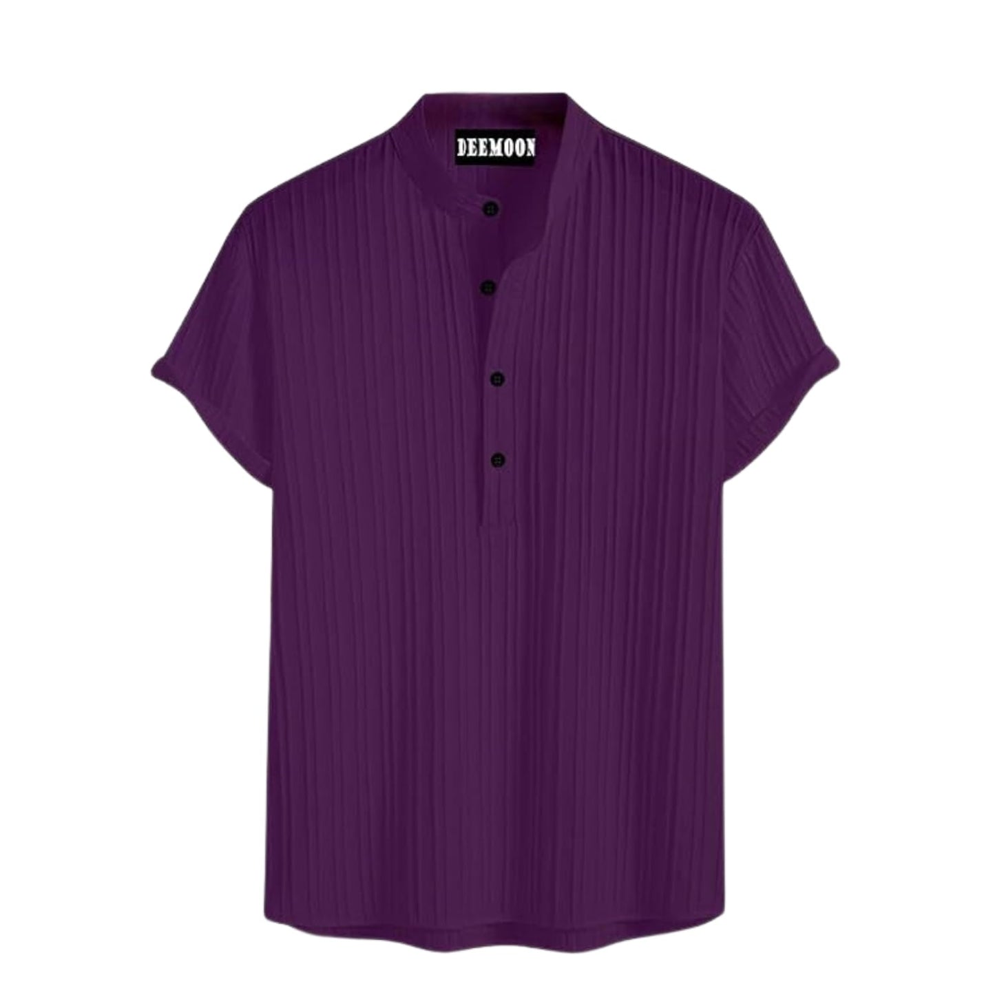 Deemoon MenS Polyster Kurta With Mandarin Collar, Half Placket Buttons, Front Pocket | Half Sleeves | Soft & Breathable Fabric