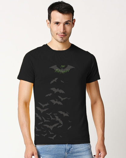 Bewakoof Mens Official DC Comics Merchandise Batman Riddle Graphic Black Round Neck Half Sleeve T-Shirt