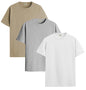 ADRO Mens Solid Regular Fit T-Shirt (RCM3-PLN-BE-WH-GR_Beige,White,Grey