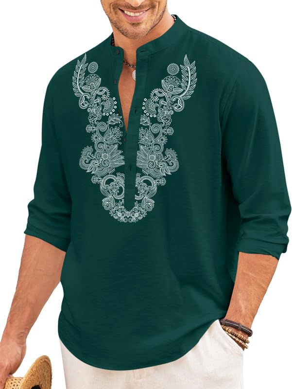 Finivo Fashion MenS Cotton Blend Short Kurta With Full Sleeves And Ethnic Neck Design | Casual Crinkle Texture Kurta With Mandar