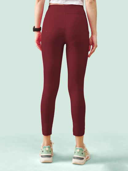 Lyra Premium Cotton Lycra High Waist Ankle Leggings For Women