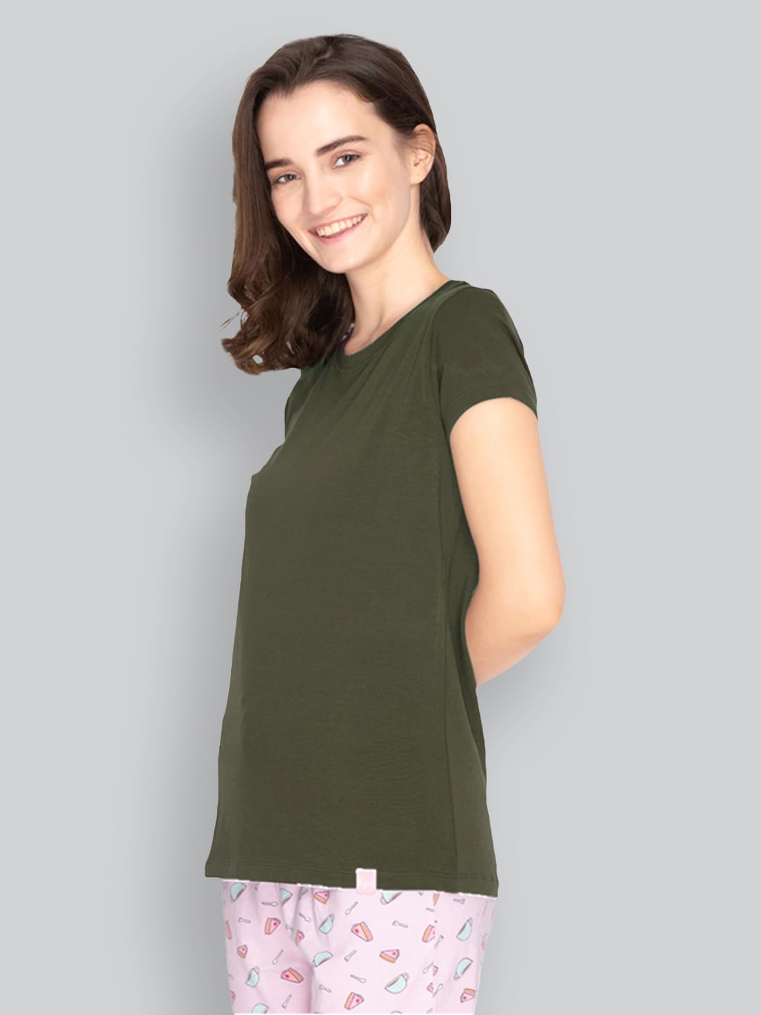 Lyra Women Solid Round Neck Tshirt