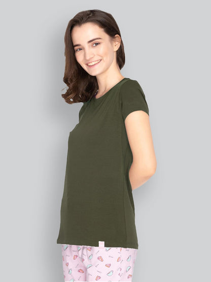 Lyra Women Solid Round Neck Tshirt