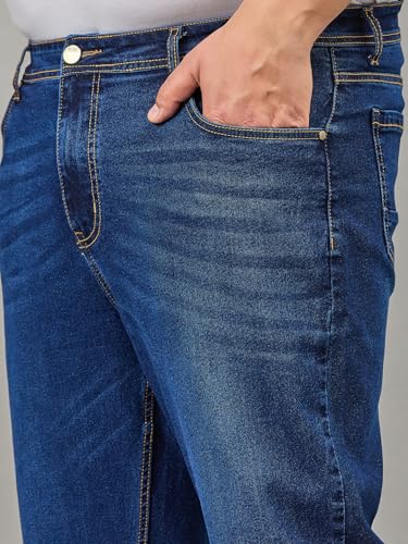 Style Quotient Men Plus Size Dark Blue Tapered Fit Mid Rise Stretchable Jeans