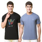 Pinkmint Combo T-Shirt for Men Cotton Blend Casual Half Sleeve T-Shirt l Active wear l Regular Home T-Shirt (Pack of 2) Black-Gr