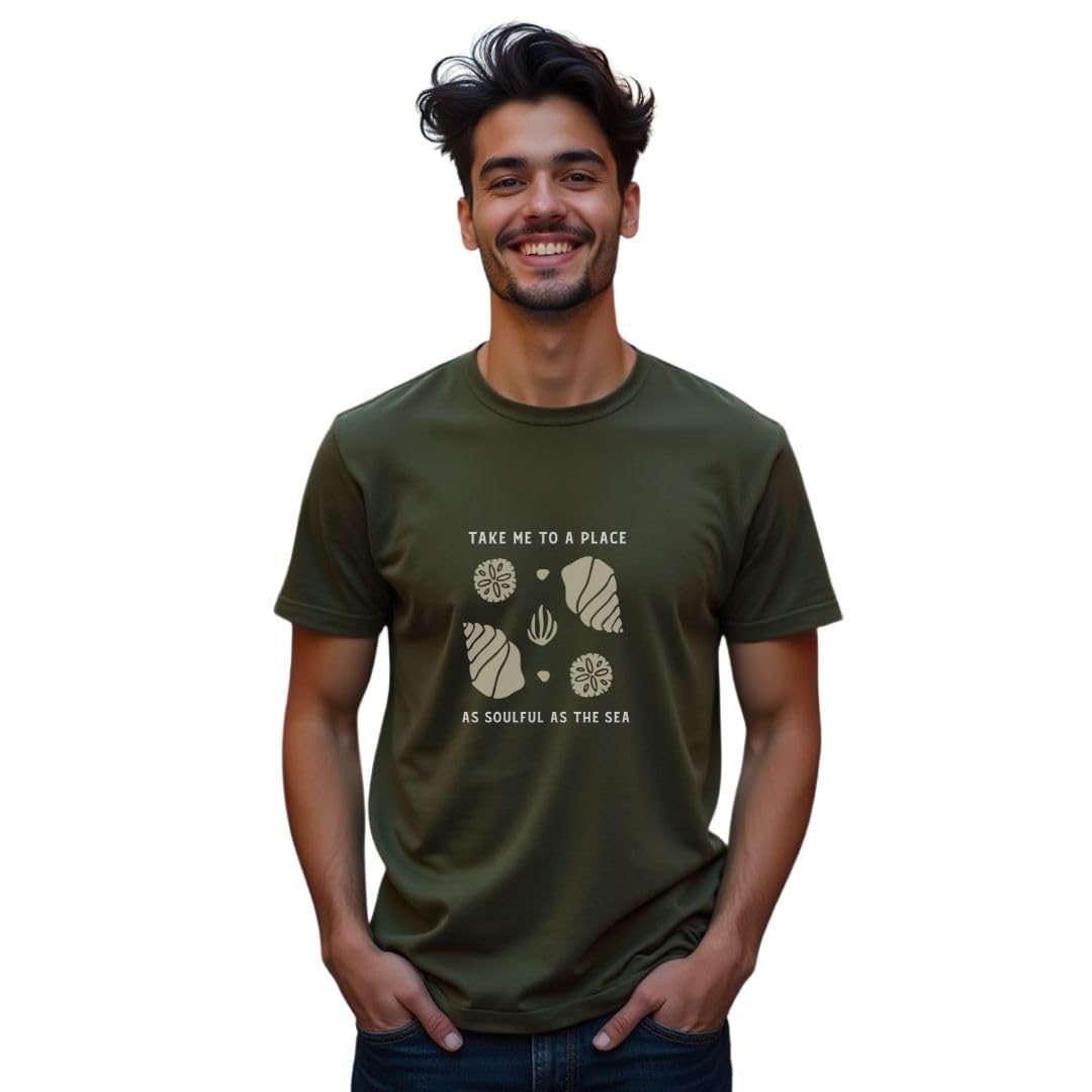 Nobero MenS Graphic Printed Regular Fit T-Shirt (1M-Twts-C1163-Pbl_Olive Green_1