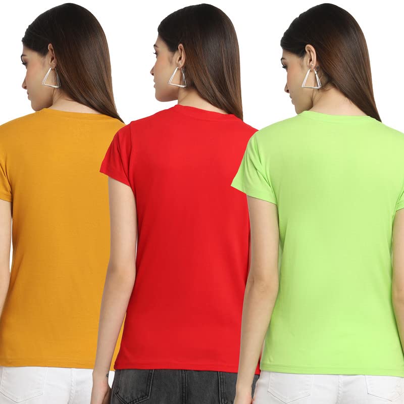 Preneum Womens Cotton Regular Fit Latest Graphic Stylish Printed Short Sleeves Casual T-Shirt || Trendy & Style (Pack 3), Maust