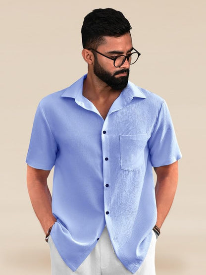 Tee Projekt Textured Shirts for Men || Casual Shirt for Men || Comfortable and Stylish for Every Wardrobe Aqua Blue