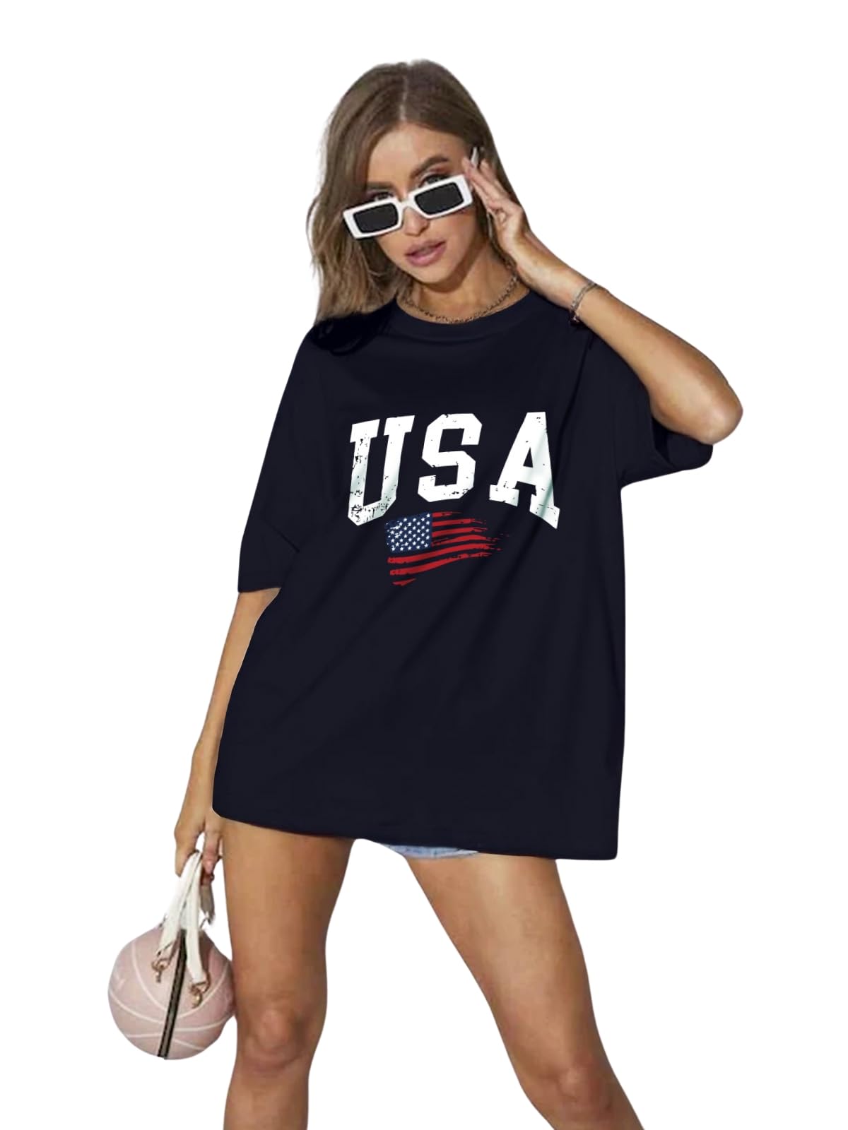 Juneberry Round Neck Drop Shoulder Round Neck Black & White Graphic Printed Pure Cotton Oversized Baggy Fit Half Sleeve T-Shirt