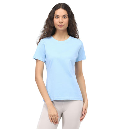 Nobero WomenS Solid Regular Fit T-Shirt (1W-Twts-R0003_Powder Blue