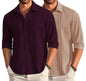 Deelmo Combo Of MenS Casual Button Down Shirts Long Sleeve Linen Shirt Fashion Textured Summer Shirts Pack Of 2