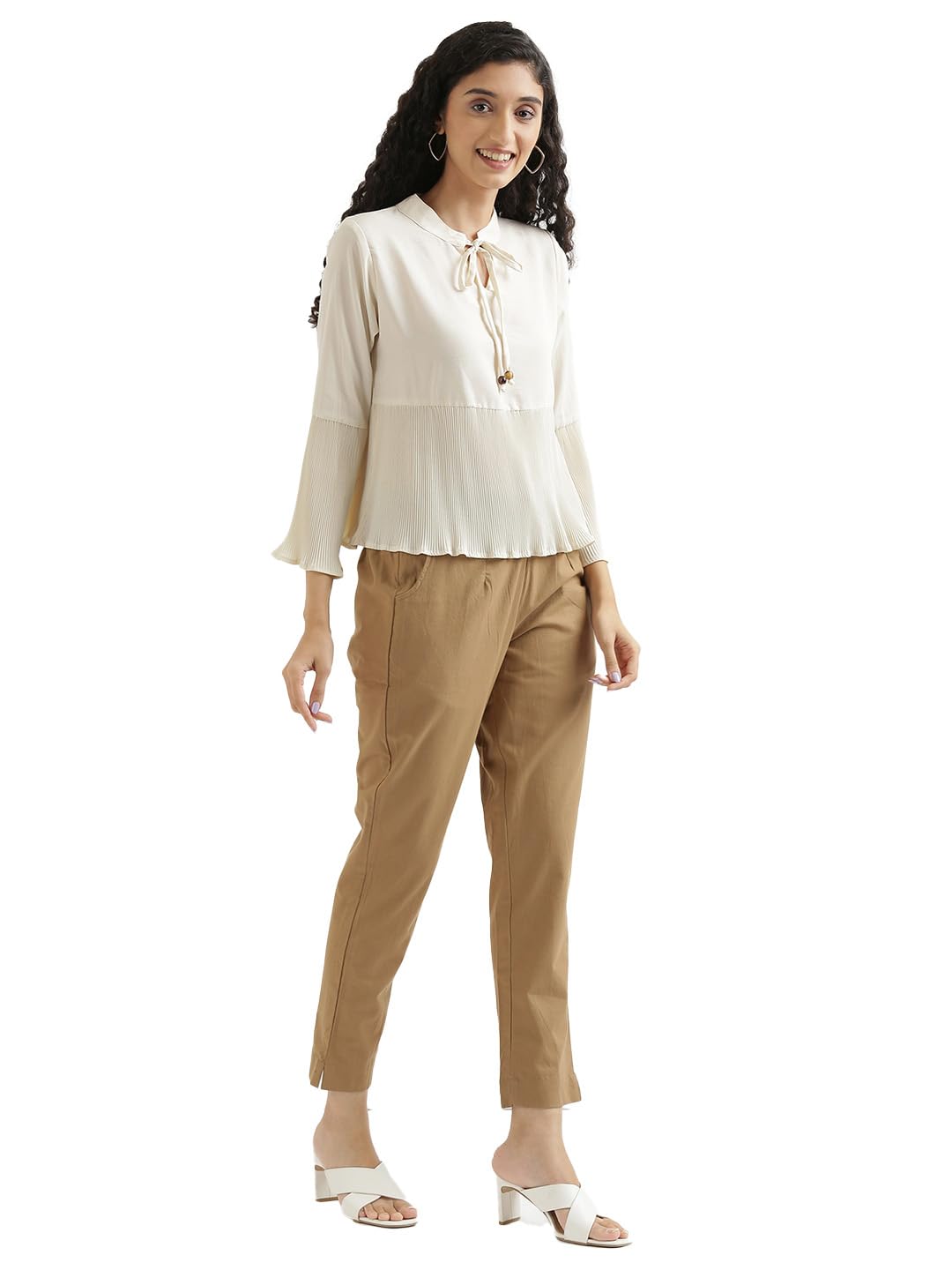 Digital Shopee Women Cotton Pant Stretchable Regular Slim Fit Trouser | Pocket Pants For Office | Cotton Casual Pant For WomenS