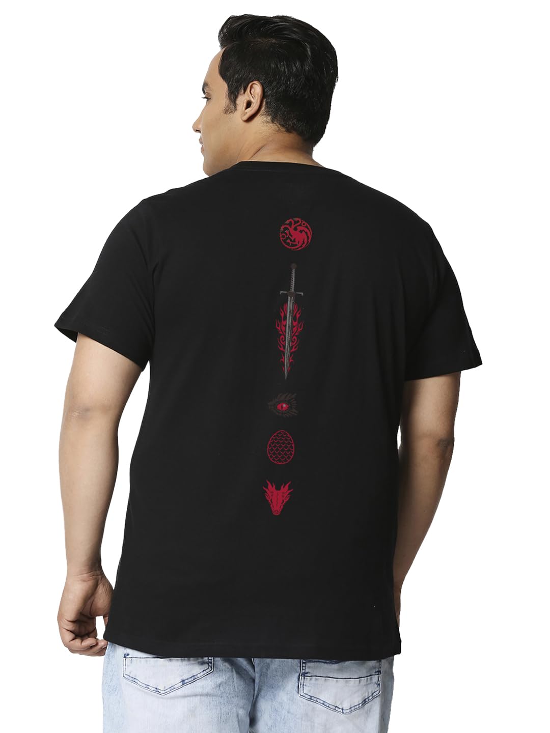 Bewakoof Official House of The Dragon Merchandise Mens Graphic Print Regular Fit Half Sleeve Round Neck Cotton Plus Size T-Shir