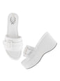 Shoetopia WomenS White Platform Slip-On Sandals  Chunky Wedge Slides With Buckle Strap Stylish Comfortable, Durable Perfect For