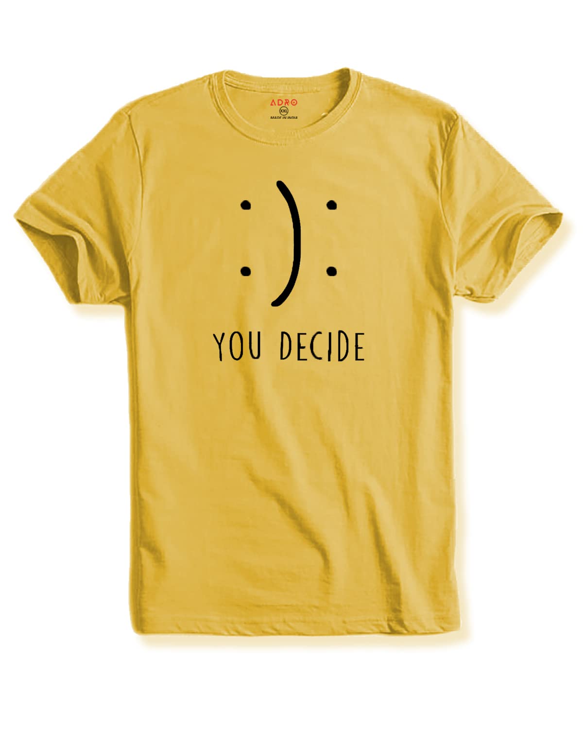 ADRO You Decide Mens Printed T-Shirts (RNR-M-DEC-LY_Light Yellow)
