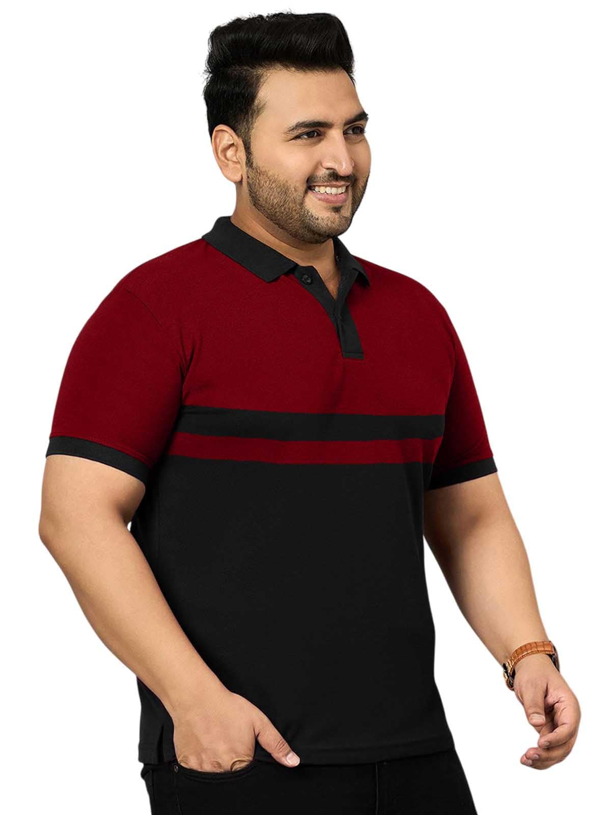 Veirdo Mens Cotton Short Sleeve Regular Fit Classic Polo Collar Plus Size T-Shirt