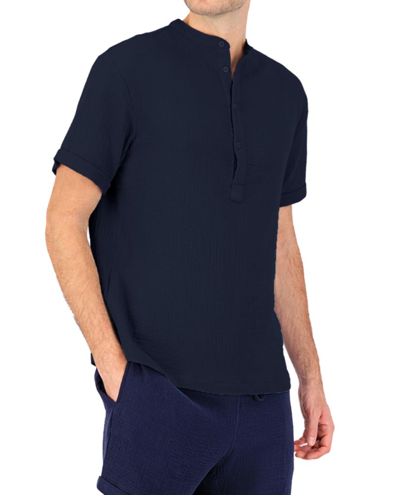 Noble Monk MenS Solid Casual Shirt |Half Sleeve | Regular Fit |Stylish Shirt For Men Navy Blue