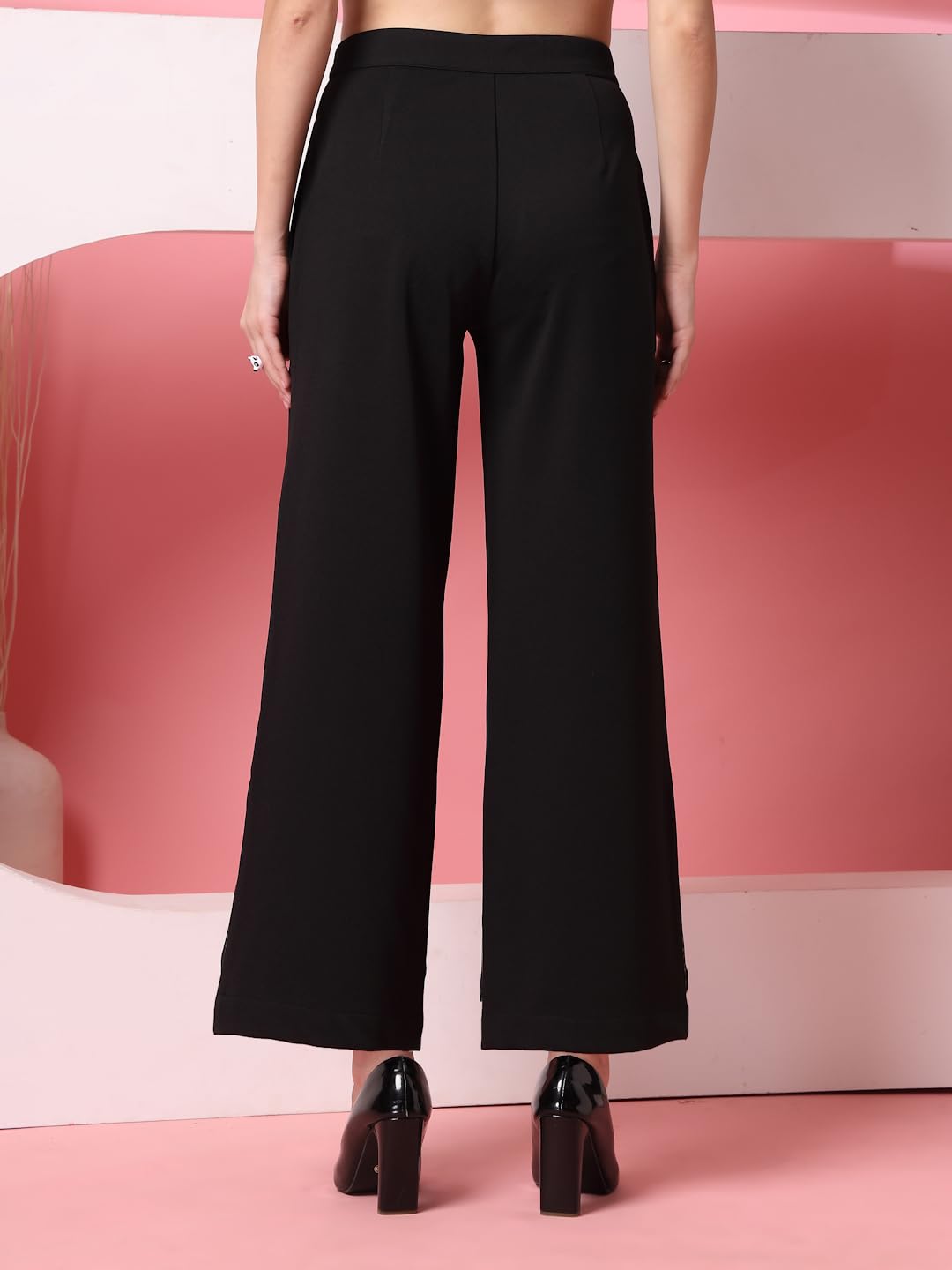 OOMPH! Womens Straight Fit Mid Rise Korean Trousers|Trouser Pants for Women|Elegant Workwear for Office, College & Events|Trous